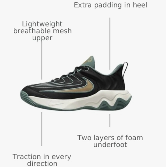 Nike Giannis Immortality 4 Women's sz 7.5 Kid's 6 Black Bicoastal Ivory & Gold - Picture 4 of 12